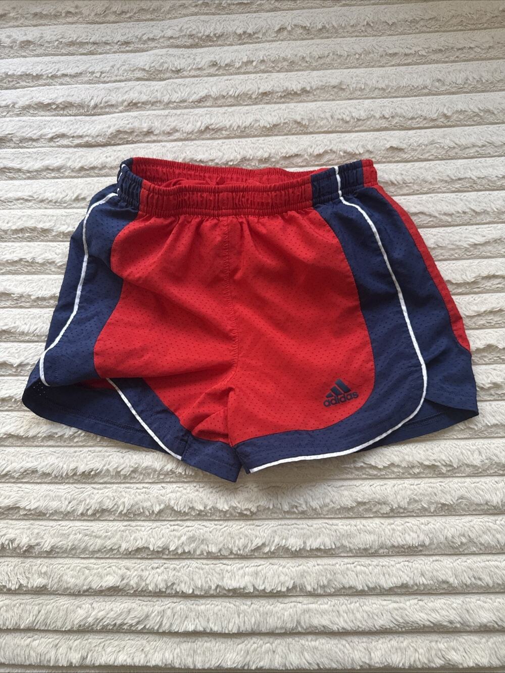 Adidas Youth Small Athletic Shorts Red And Blue